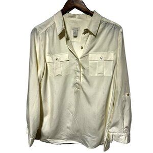 Women's Chico's Ivory Blouse Size 1 (Medium 8)